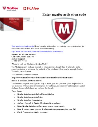 enter mcafee activation code