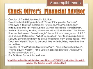 Chuck Oliverâ€™s Financial Advisor - Accomplishments