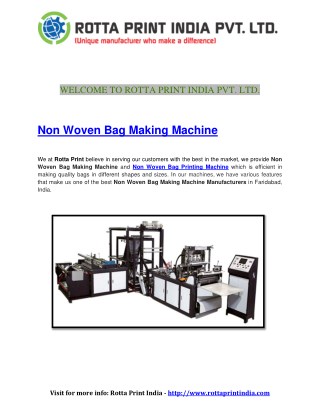 Non Woven Bag Making Machine Manufacturer