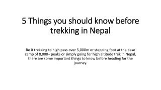 5 Things you should know before trekking in Nepal