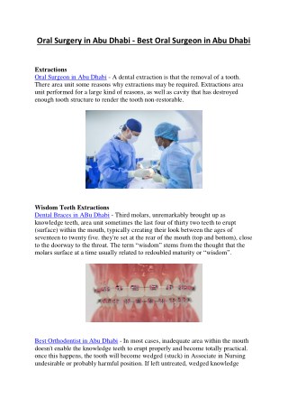 Oral Surgery in Abu Dhabi - Best Oral Surgeon in Abu Dhabi
