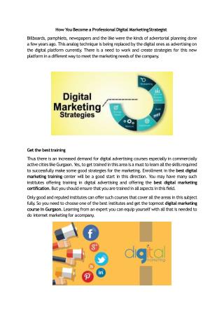 How You Become a Professional Digital Marketing Strategist