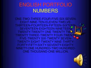ENGLISH PORTFOLIO NUMBERS