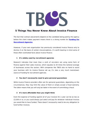 5 Things You Never Knew About Invoice Finance