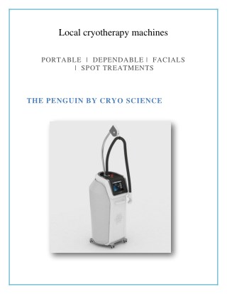 Local cryotherapy machines - Cryo Generation