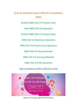 [June-25-2018]Real NSE5_FAZ-5.4 Exam Questions | Killtest
