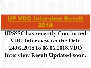 UP VDO Interview Result 2018