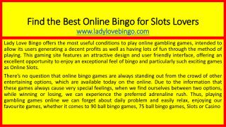 Find the Best Online Bingo for Slots Lovers