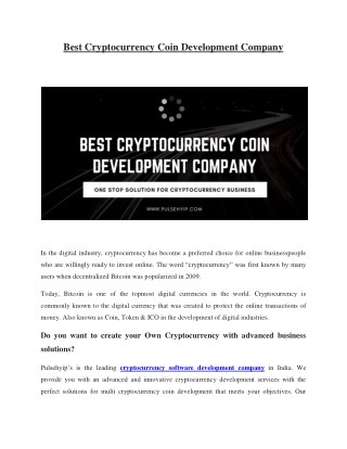 Best Cryptocurrency Coin Development Company