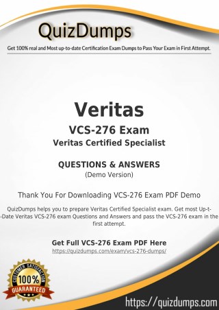 VCS-276 Exam Dumps - Preparation with VCS-276 Dumps PDF