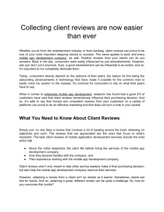 Collecting client reviews are now easier than ever