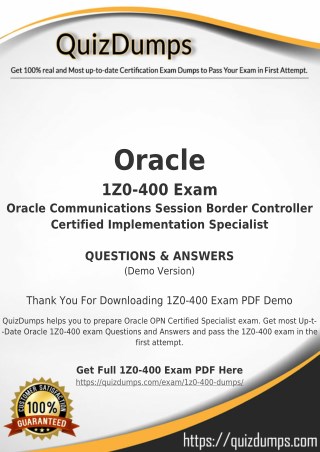 1Z0-400 Exam Dumps - Pass with 1Z0-400 Dumps PDF [2018]