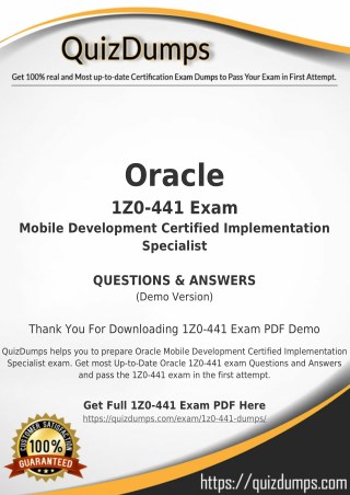 1Z0-441 Exam Dumps - Real 1Z0-441 Dumps PDF [2018]