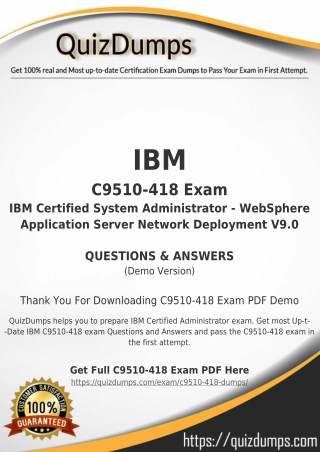 C9510-418 Exam Dumps - Preparation with C9510-418 Dumps PDF