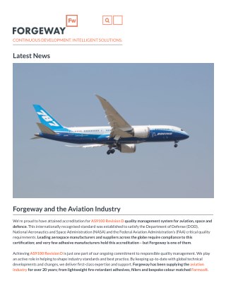 Forgeway and the Aviation Industry