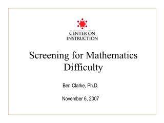 Screening for Mathematics Difficulty