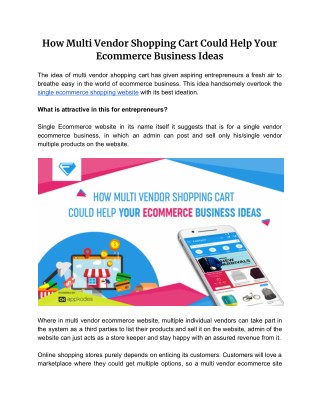 How Multi Vendor Shopping Cart Could Help Your Ecommerce Business Ideas