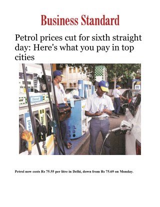 Petrol prices cut for sixth straight day: Here's what you pay in top citiesÂ 