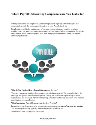 Which Payroll Outsourcing Compliances are You Liable for