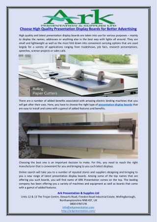 Choose High Quality Presentation Display Boards for Better Advertising