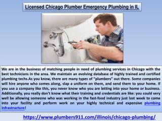 Licensed Chicago Plumber Emergency Plumbing in IL