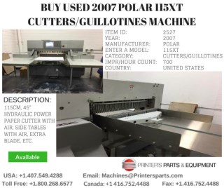 Buy Used 2007 Polar 115XT Cutters/Guillotines Machine