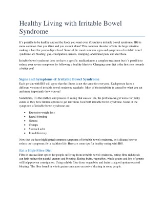 Healthy Living with Irritable Bowel Syndrome