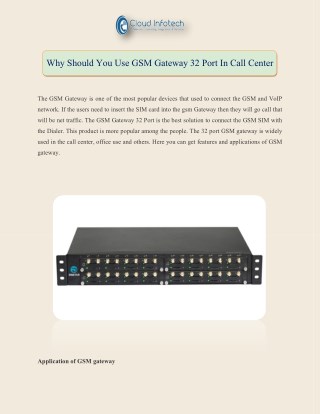 Why Should You Use GSM Gateway 32 Port In Call Center