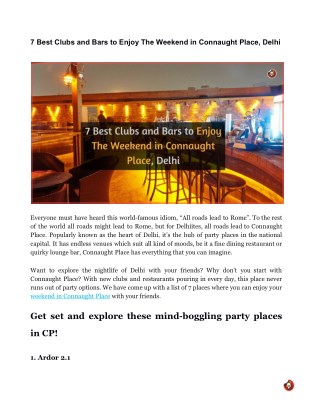 7 Best Clubs and Bars to Enjoy The Weekend in Connaught Place, Delhi