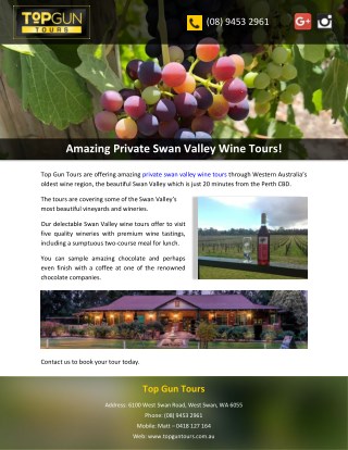 Amazing Private Swan Valley Wine Tours!