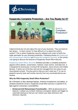 Kaspersky Complete Protection â€“ Are You Ready for It?