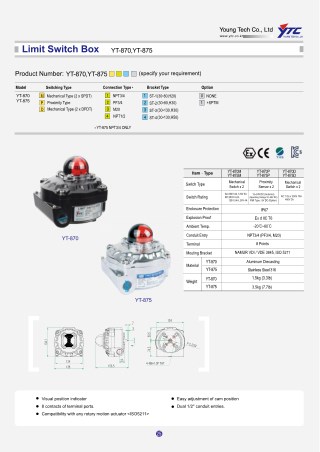 Young Tech Co.,Ltd. YT-875 LIMIT SWITCH BOX