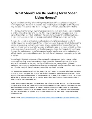 What Should You Be Looking for In Sober Living Homes?