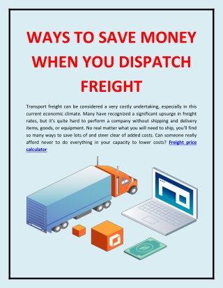 Ways To Save Money When You Dispatch Freight