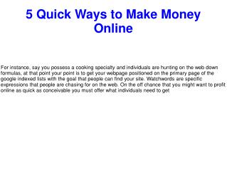 5 Quick Ways to Make Money Online