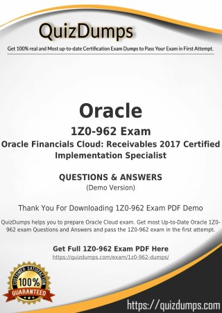 1Z0-962 Exam Dumps - Preparation with 1Z0-962 Dumps PDF [2018]