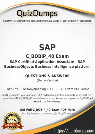 C_BOBIP_40 Exam Dumps - Preparation with C_BOBIP_40 Dumps PDF [2018]