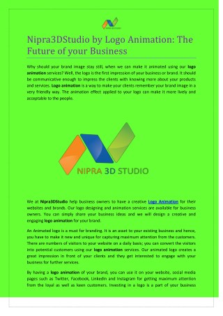Nipra3DStudio by Logo Animation: The Future of your Business