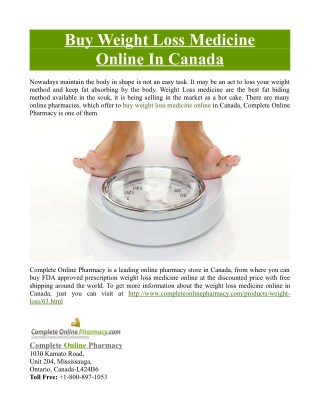 Buy Weight Loss Medicine Online in Canada