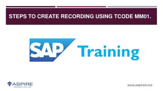 Steps of BDC Recording for Material Master - SAP ABAP Trainings