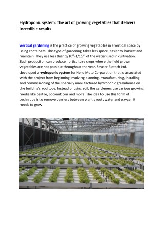 Hydroponic system: The art of growing vegetables that delivers incredible results