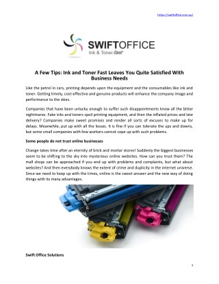 Swift Office Solutions | Ink and Toner Cartridges