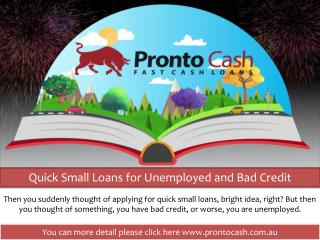 Quick Small Loans For Unemployed And Bad Credit
