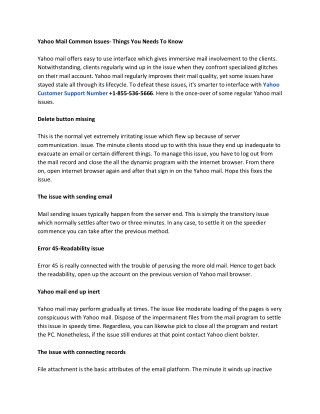Yahoo Mail Common Issues- Things You Needs To Know