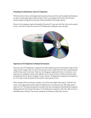CD Duplication: Importance and Benefits