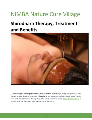 Shirodhara Therapy, Treatment and Benefits