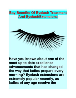 Bay Benefits Of Eyelash Treatment And Eyelash Extensions