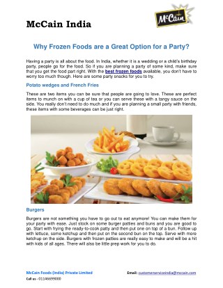 Why Frozen Foods are a Great Option for a Party?