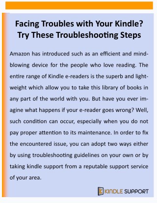 Facing Troubles with Your Kindle Try These Troubleshooting Steps