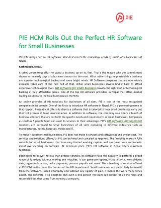 PIE HCM Rolls Out the Perfect HR Software for Small Businesses